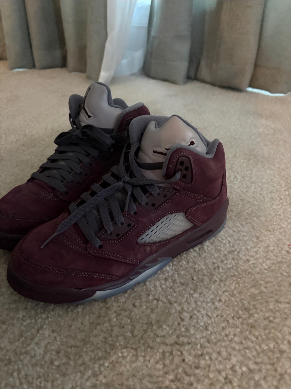 Jordan Men's Sneakers in Burgundy and Gray